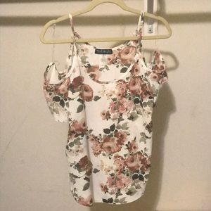 Cute Cold Shoulder Floral Blouse